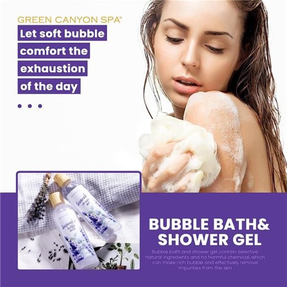 Spa Gift Baskets for Women 11pcs Lavender Bath Gift Set with Body Lotion - Picture 3 of 6